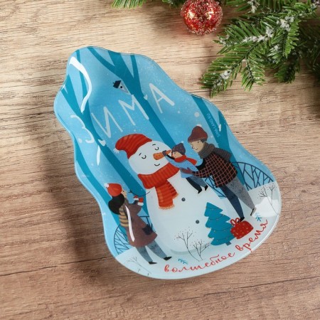 Plate Snowman "Winter", 13.4 x 20.5 cm-2