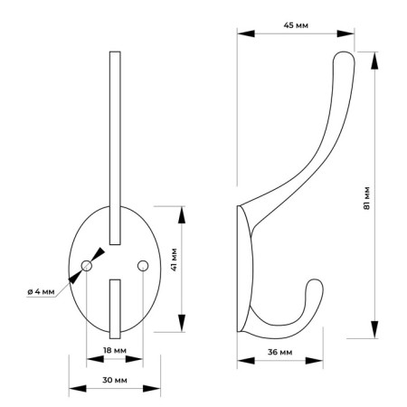 Furniture tundra hook TKD002 Light, two -rod, gold-7