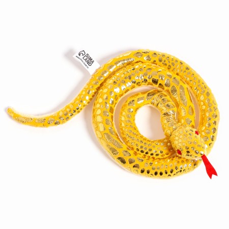 Soft toy "Snake", yellow color, with golden inserts, 15 cm-5