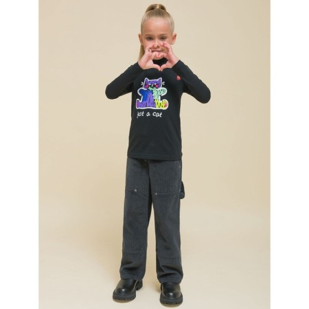Pants for girls, height 128 cm, dark gray color-10