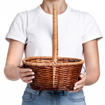 Wicker basket, 30x25x12/37 cm, bamboo, vine mix-1