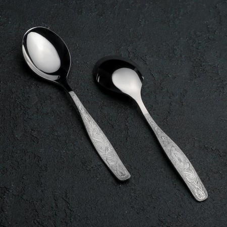 Dessert spoon "Uralochka", h = 16 cm, thickness 2 mm, silver color