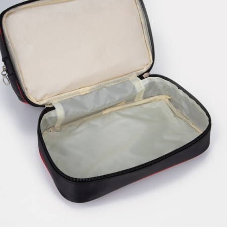 Cosmetic bag, 2 parts on zippers, black color-2