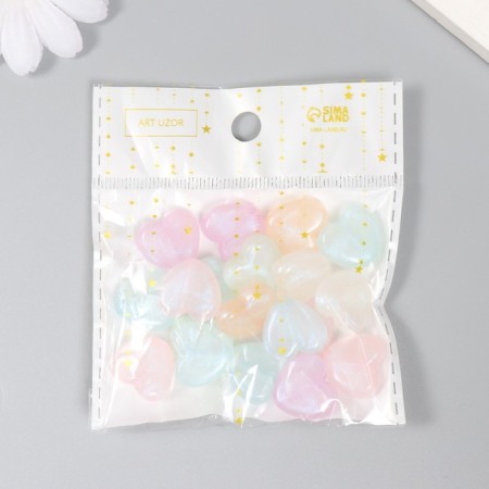Beads for creativity plastic "Hearts. Shine" set of 20 g 1.9x2x0.9 cm-2