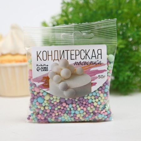 Sprinking confectionery in color glaze (pigeon, yellow, roses, emerald, sirens), 50 g-1