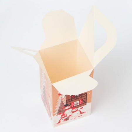 New Year. Gift box New Year's tetrahedral large "Christmas trees" 10 x 10 x 18 cm.-3