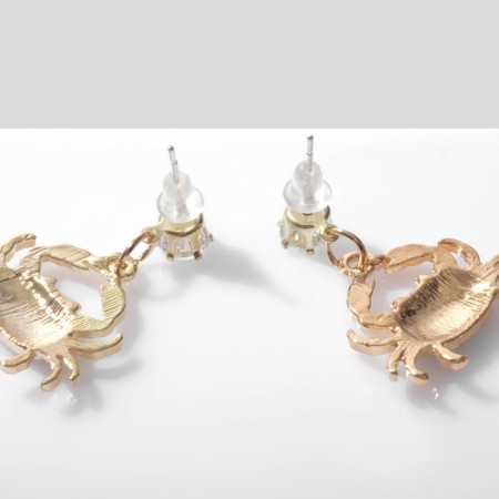 Emall earrings "crayfish", black and white color in gold-1