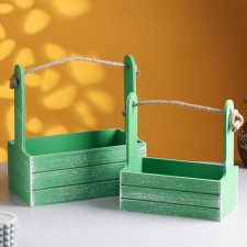 A set of wooden pots 2 in 1 (25.5 × 15 × 30; 20 × 12 × 23) 