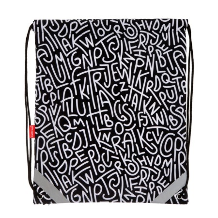 A bag for shoes 440 x 365 mm, Erich Krause, density 300D, with a reflective strip, alphabet, black/white-1