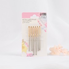 Sewing needles, for skin, with a golden ear, d = 2 mm, 6/7 cm, 6 pcs