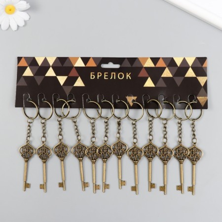 Metal keychain "Key - openwork" bronze 2.2x6.9 cm-3