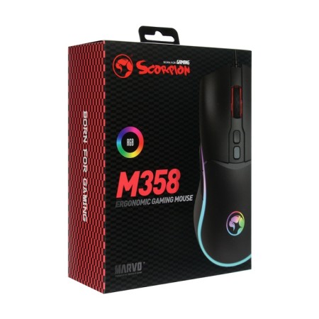 MARVO M358 mouse, game, wired, 4 buttons, optical, RGB, 12800 dpi, usb, 1.6m, black-7