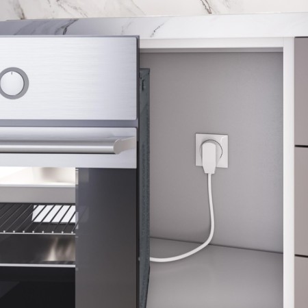 Set: W1189201 Roset with a fork for an electric stove 32A 250V, box in the wall, white-4