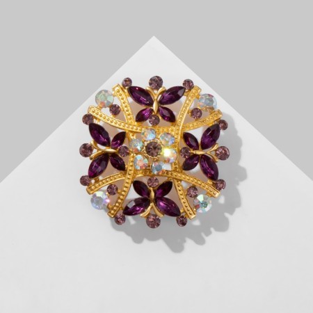 Brooch "Butterflies" Quartet, color rainbow purple in matte gold-2