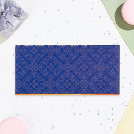 Money envelope "Congratulations!" Cutting, embossing, patterns, blue background, 8x17 cm-2