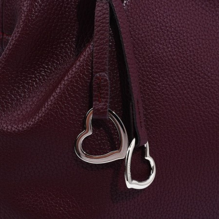 Richet bag with a zipper, external pocket, long belt, burgundy color-3