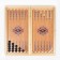 Backgammon "red pattern", wooden board 50 x 50 cm, with a field for playing checkers
