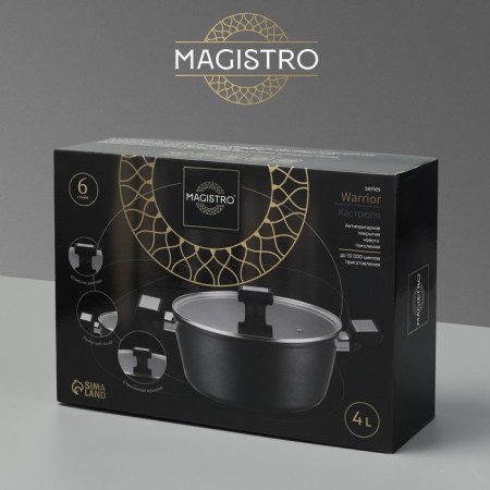 Magistro Warrior, 4 l, d = 24 cm, h = 10.5 cm, with a lid, anti -stick coating, induction-6