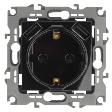 2p+E 16A-250V socket, curtains. with 2xusb 5v-3a, era12, black