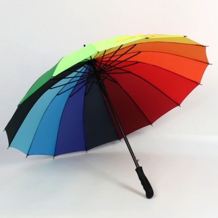 Umbrella - a semiautomatic “rainbow” cane, Eponge, 16 spokes, r = 48 cm, multi -colored-2