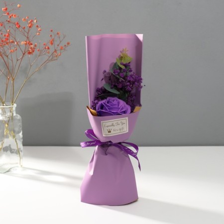 Bouquet of soap petals "Rose and eucalyptus" Fiolet 7.5x11x34.5 cm