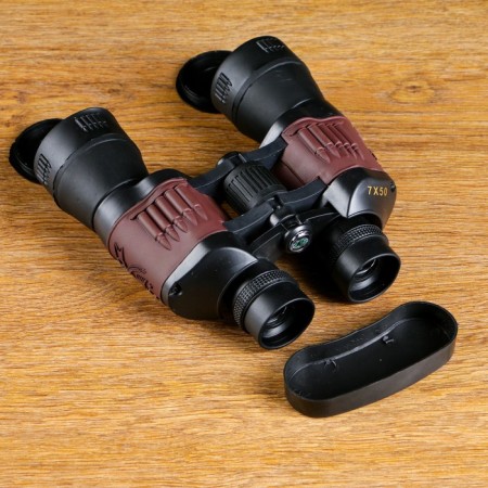 7x50 binoculars, "tundra", black, ruby ​​lenses, with an insert in the form of a bullet-2