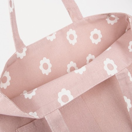 The shop bag is bilateral, without fastening, external pocket, pink color-3