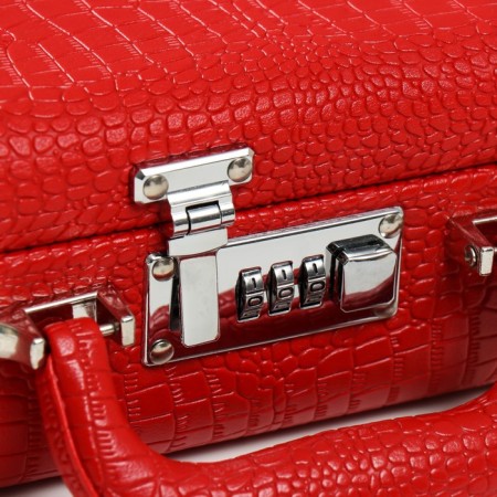 Casket to the leatherette for jewelry "Case. Crocodile Leather" red 18.5x24x9 cm-2