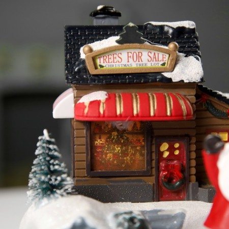 LED figure "Train and Santa Claus" 20 × 20 × 16 cm, polystone, AAX3 batteries (not complete), USB, glow warm white-7