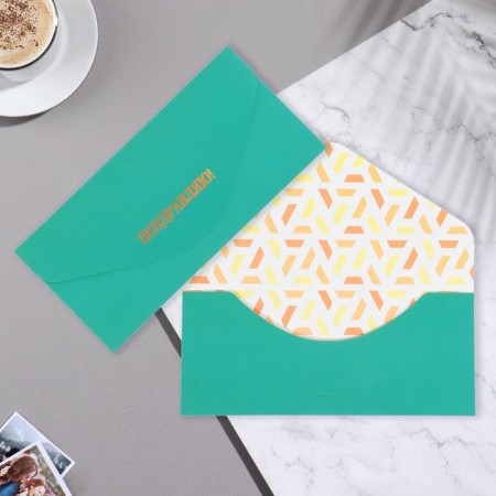 A set of envelopes for money "congratulatory - 2" 6 pieces, software touch, embossing, 9x19 cm-5