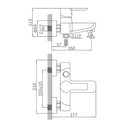 ACCOONA A6008 bath mixer, one -leaf, with shower set, brass, chrome-8