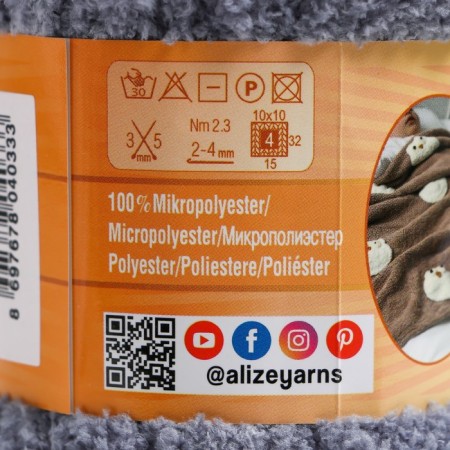 Yarn "Softy" 100% micropoliester 115m/50g (119 gray sky)-3