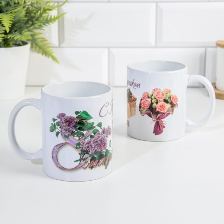 Sublimation mug "March 8" with a gift, with application-4