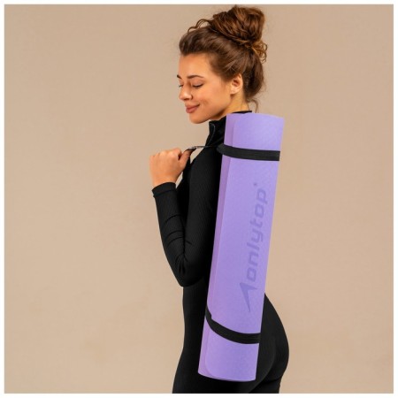 Fitness and yoga mat, 183x61x0.6 cm, gray/purple color-6