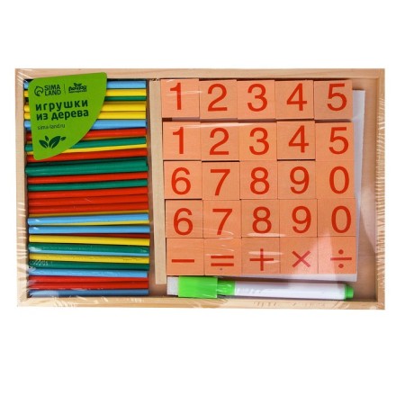 A set for studying an account, sticks, dies, a board and a marker in a set