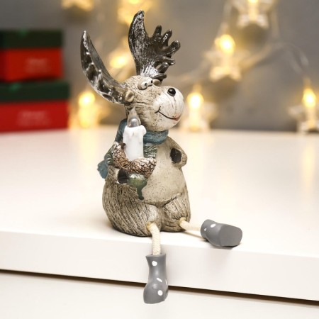 Souvenir Polystone Light "Losik with silver horns with a candle" MIX 15.5x7x8.7 cm-3