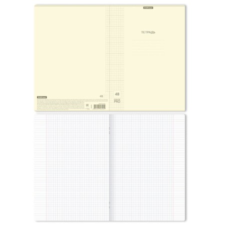 A4 notebook, 48 sheets in the Erichkrause cell "Coverpro Pastel Classic", a plastic cover with embossing, an offset unit, a whiteness 100%, yellow-1