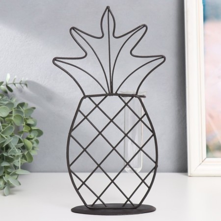 Decor metal, glass "Pineapp" black 15x5.5x25 cm-3
