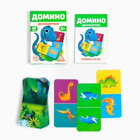 The board game "Domino. Dinosaurics ", 28 cards, 3+-1
