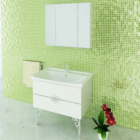 Mirror Comfort Comfort Rimini 80 for the bathroom, 70x80x15 cm, white color-3