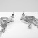 Earrings with rhinestones "Circus" with chains, white color in silver