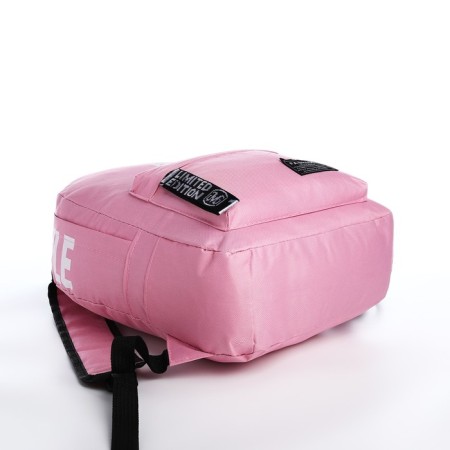 A backpack with a zipper, an outer pocket, 2 side pockets, pink color-4