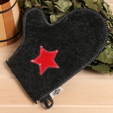 Set for the bath "Budenovets" gray: hat, rug, mitten-13