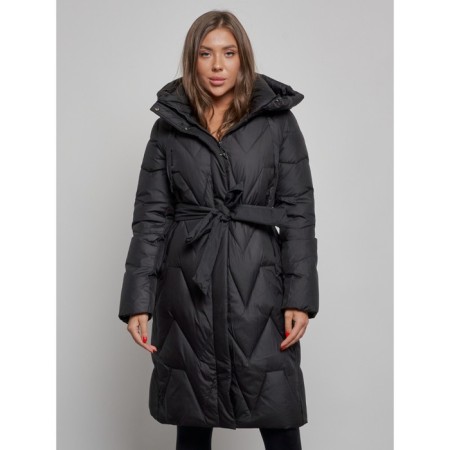 Coat insulated winter female, size 46, black color-7