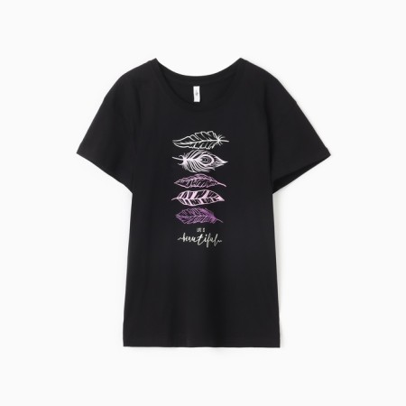 Female T-shirt, black color, rr 64