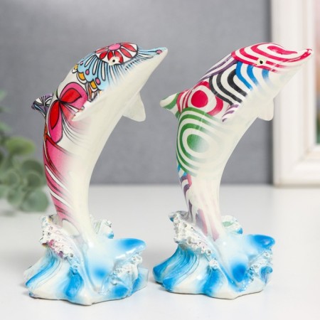 Polystone souvenir "painted dolphin" mix 4.8x5.5x10.5 cm-1