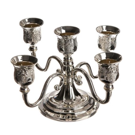 Summary Metal for 5 candles "Grapes of grapes" Color silver 13x21.5x21.5 cm-4