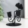 Summary Metal for 2 candles "Sheet ginkgo and curl" D-2.5 cm black 11.8x9x13 cm