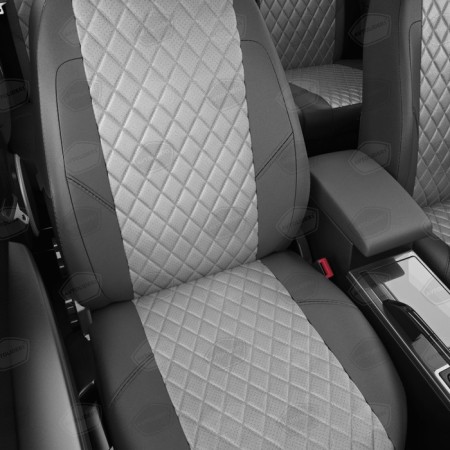 Auto-Chekhls for Peugeot Expert Tepee 2 since 2007-2016, 3 places, van, perforation, eco-leather, light gray color, dark gray-3