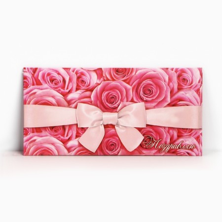 Money envelope "Congratulations", pink bow, 16.5 × 8 cm